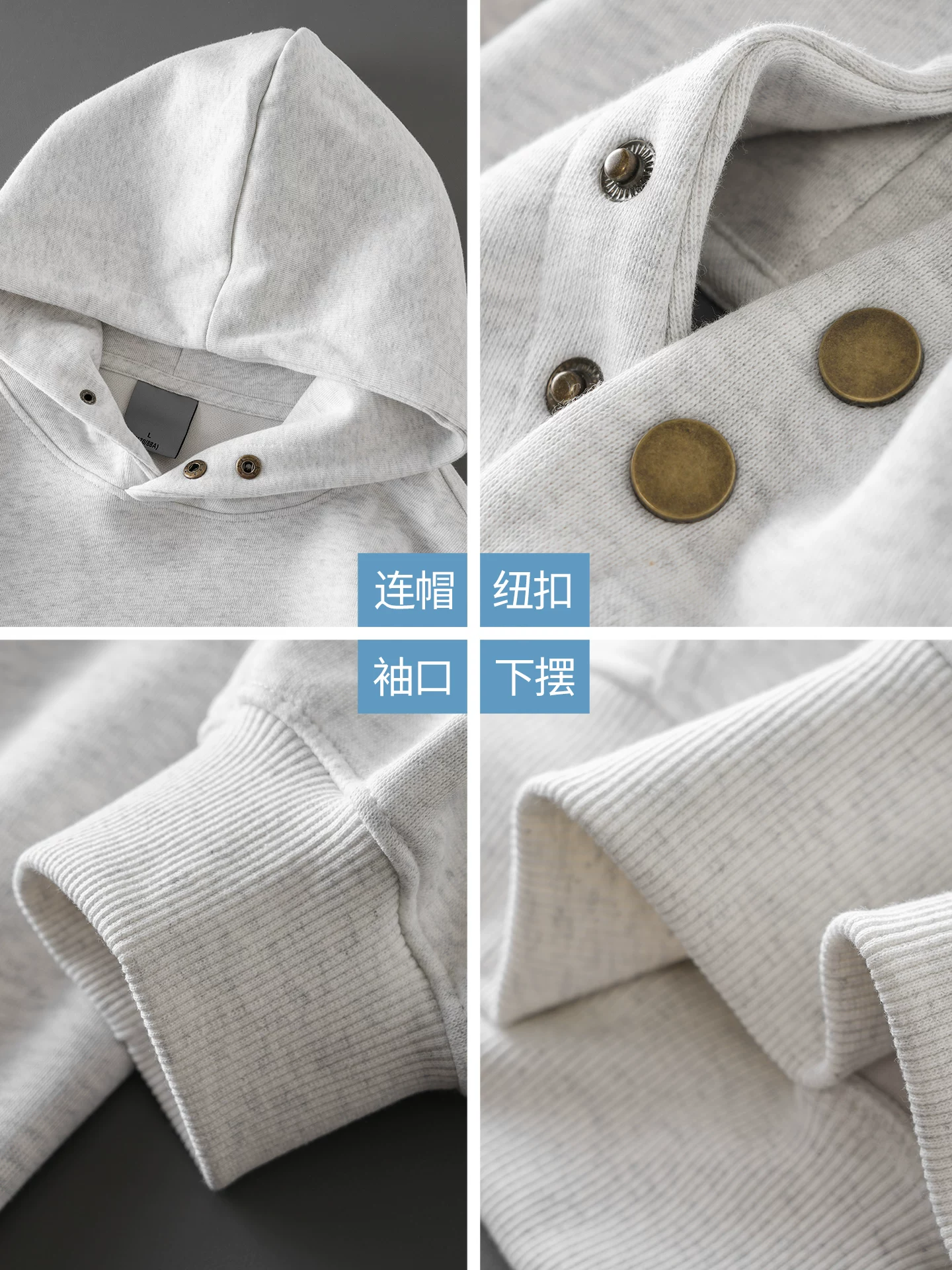 Áo hoodie nam OMZM460G chất liệu dày dặn, phong cách đường phố Mỹ mùa thu, kiểu dáng rộng rãi và đa năng, áo khoác có nút cài.