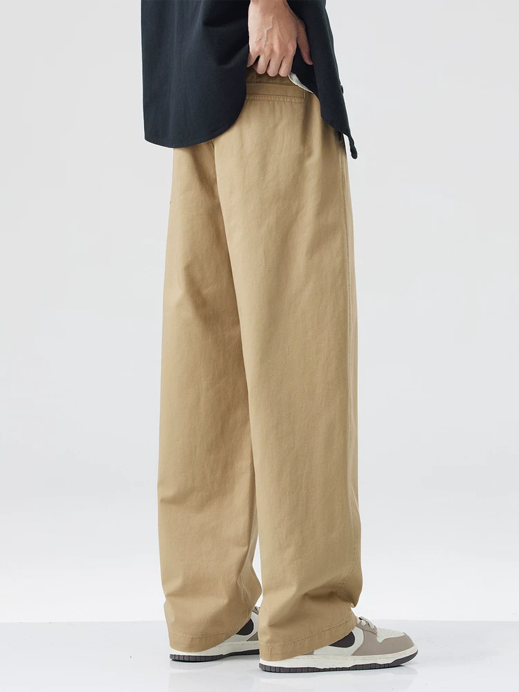 Quần cargo cotton nguyên chất kiểu Mỹ OMZM dành cho nam, quần ống rộng dáng rộng, mỏng, nhanh khô, mùa hè, quần dài màu kaki cổ điển