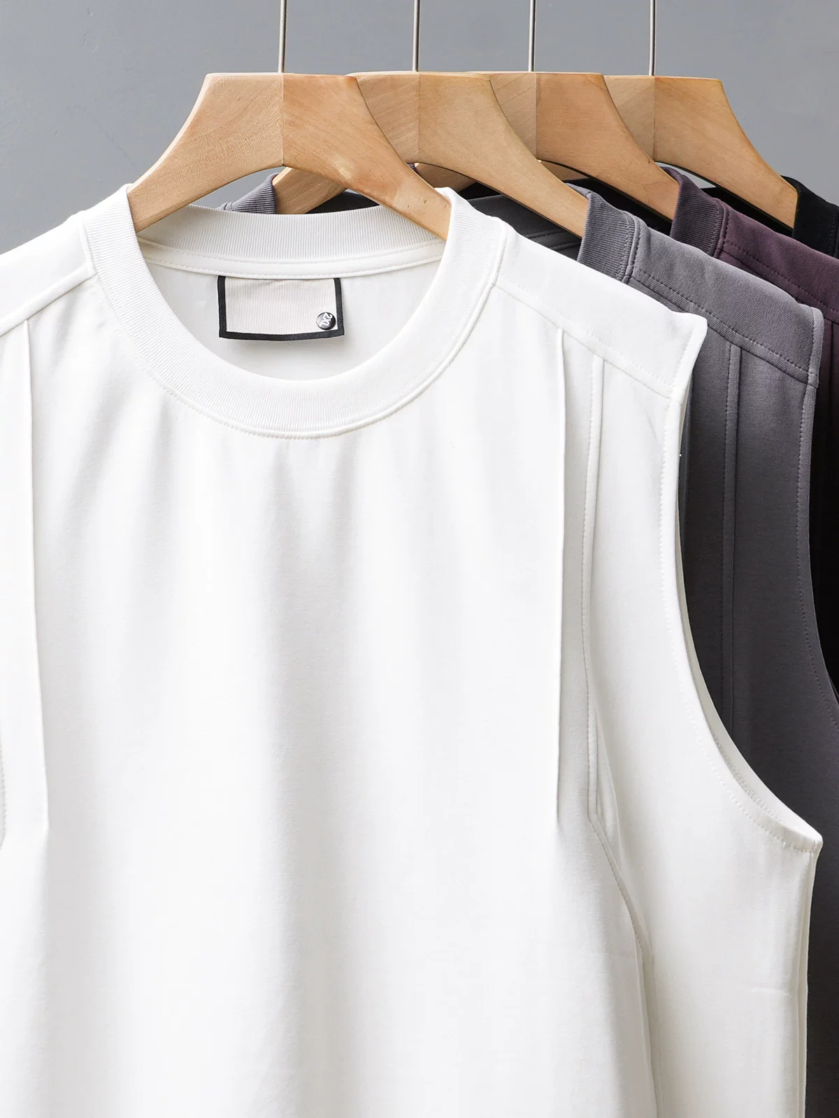 OMZM phong cách Mỹ 300G hạng nặng không khí cotton vest nam thể thao mùa hè thể dục áo thun dáng rộng không tay áo thun