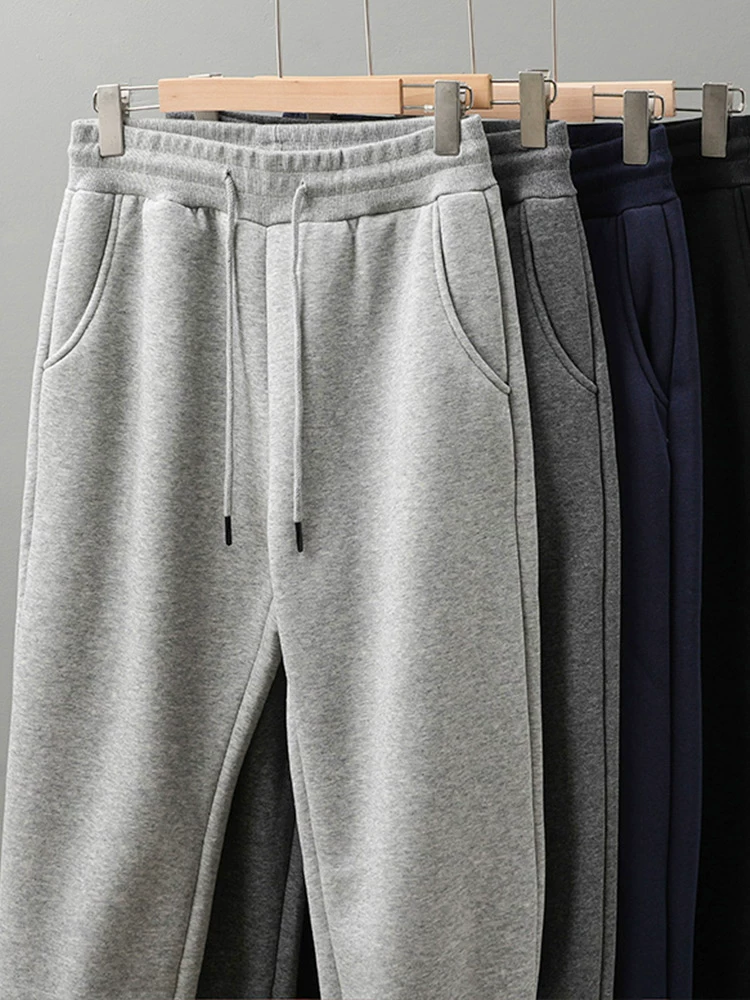 Quần len cừu OMZM dành cho nam, quần cotton dày dặn, lót lông cừu mùa đông, quần cotton dày dặn, ấm áp, quần jogger dáng rộng phong cách Mỹ.