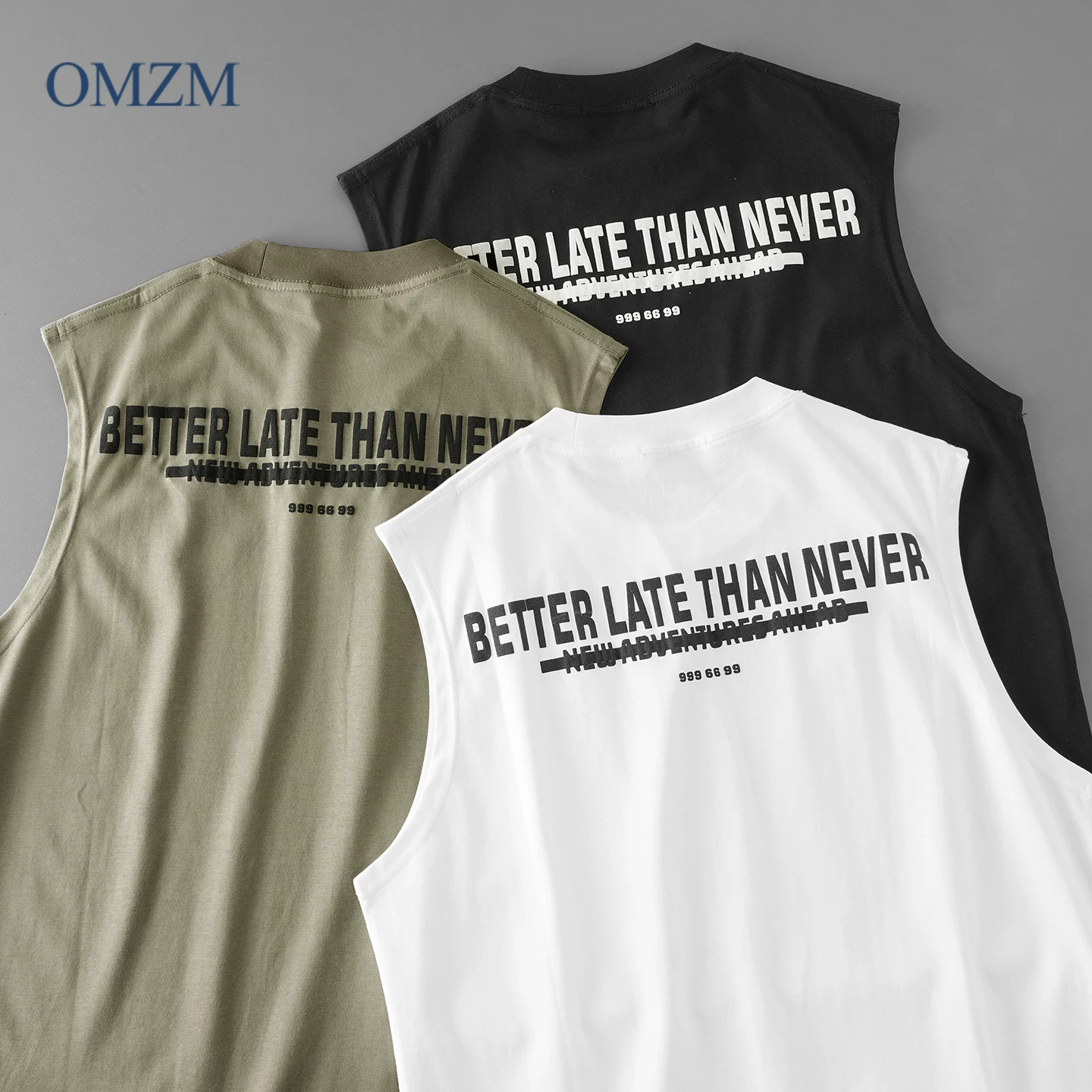 Áo ba lỗ kiểu Mỹ OMZM dành cho nam, áo thun không tay in chữ kiểu Mỹ mùa hè, áo lót thể thao thể dục.