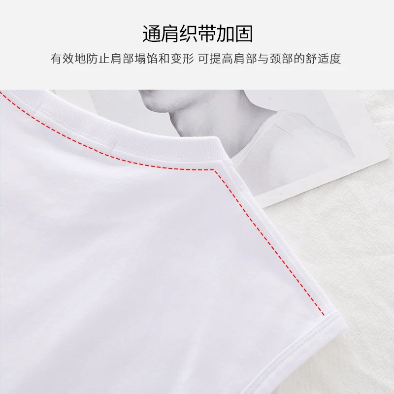 Áo vest cotton Tân Cương dành cho nam, áo ba lỗ thể thao màu trắng tinh khiết dáng rộng hợp thời trang mùa hè, áo thun không tay thương hiệu thời thượng