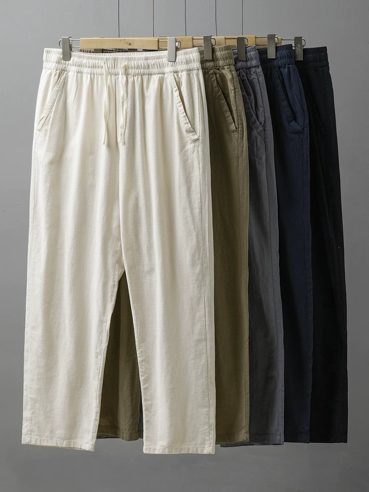 Quần vải lanh kiểu Trung Quốc mới dành cho nam, quần dài ống thẳng mỏng nhanh khô phong cách Mỹ mùa hè, quần ống rộng thoáng khí.