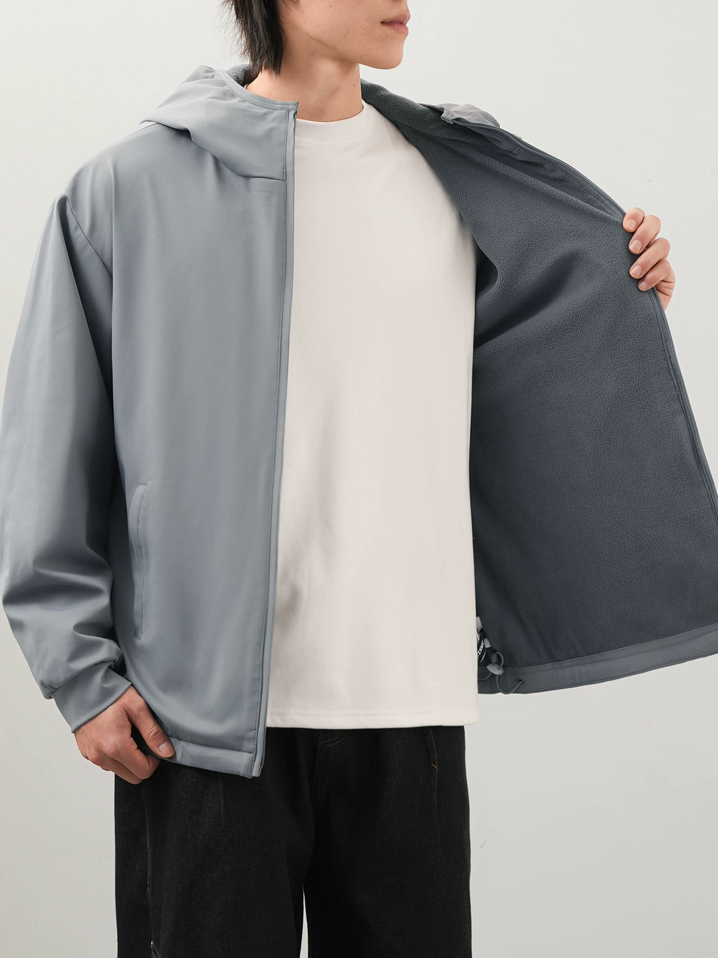 Áo khoác ba lớp OMZM, áo khoác cotton dành cho nam, áo khoác công sở mùa đông kiểu Mỹ, có lớp lót lông cừu, giữ ấm, có mũ trùm đầu.