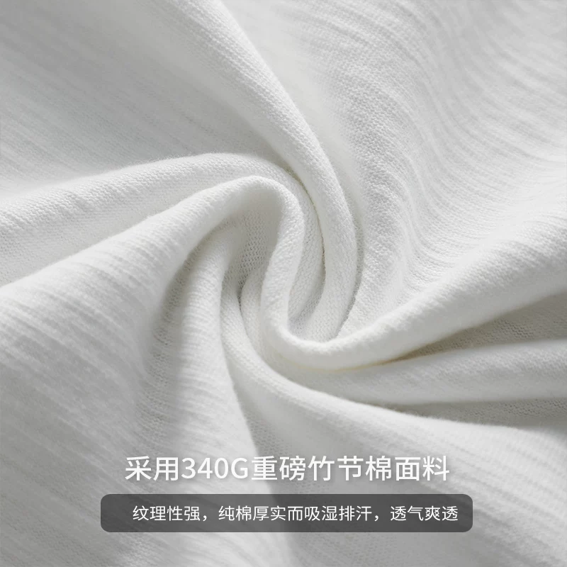 Áo thun nam tay ngắn chất cotton dày dặn 340g kiểu Mỹ cổ điển, mùa hè chất liệu cotton nguyên chất cổ tròn màu trắng tinh khiết phong cách núi non nửa tay