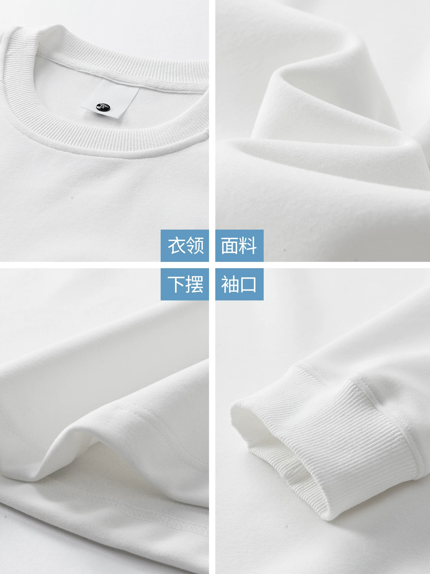 Áo thun trắng hạng nặng OMZM300G dành cho nam, áo thun đa năng đơn giản mùa thu, dáng rộng, size lớn, áo sơ mi dài tay mới.