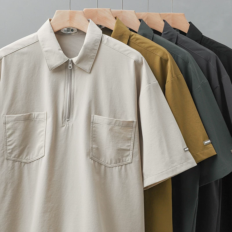 Áo sơ mi POLO cổ điển phong cách núi OMZM dành cho nam, áo sơ mi ngắn tay mùa hè hợp thời trang có túi đựng đồ đi làm kiểu Nhật Bản