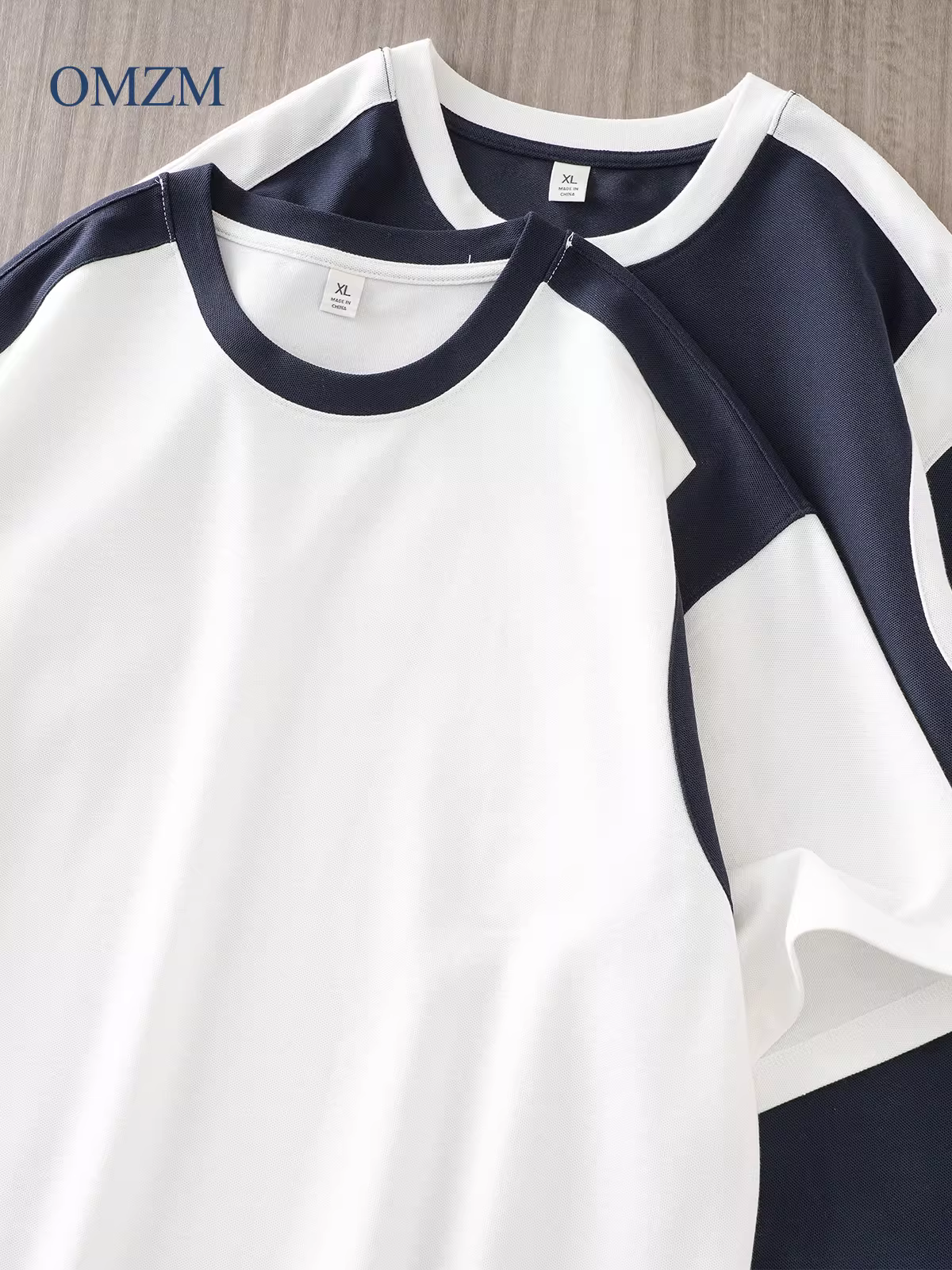 Áo thun ngắn tay phối màu hạng nặng OMZM dành cho nam, áo thun cotton cao cấp mùa hè kiểu dáng thời trang phối màu nửa tay áo thun cổ tròn dáng rộng