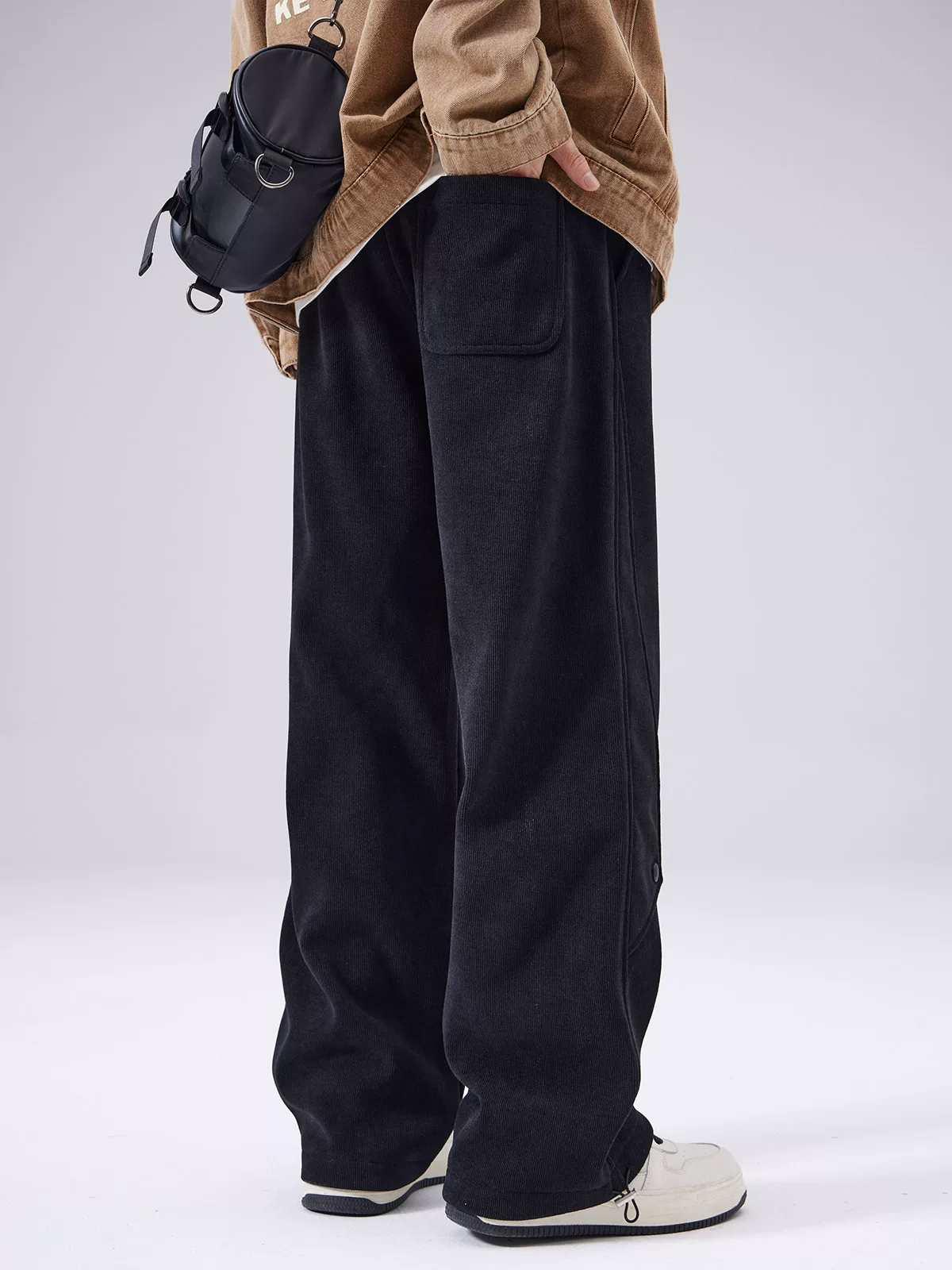 Quần thể thao chenille dày OMZM dành cho nam, quần ống rộng chất liệu nỉ dày mùa đông, quần jogger có dây rút thời trang, quần thường ngày