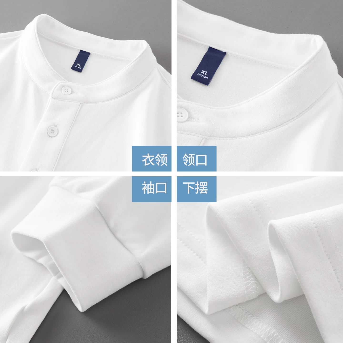 Áo thun cổ henley nam 320G, tay dài, phong cách Mỹ mùa thu, chất liệu cotton Tân Cương, áo thun henley chất liệu cotton chải sợi, kiểu dáng rộng rãi
