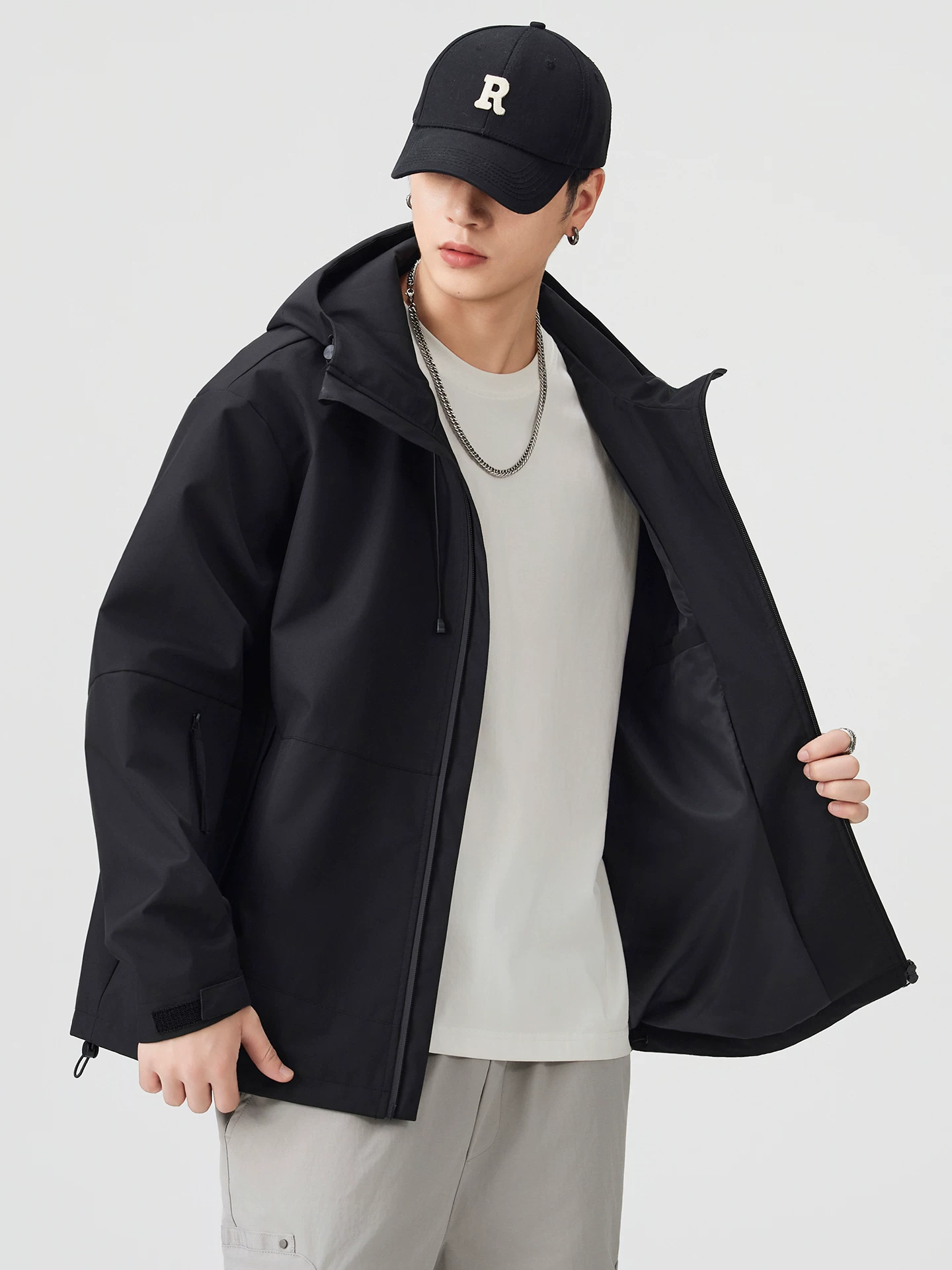 Áo khoác chống gió thể thao ngoài trời mùa thu dành cho nam OMZM dành cho leo núi, áo khoác có mũ trùm đầu chức năng dành cho thanh thiếu niên