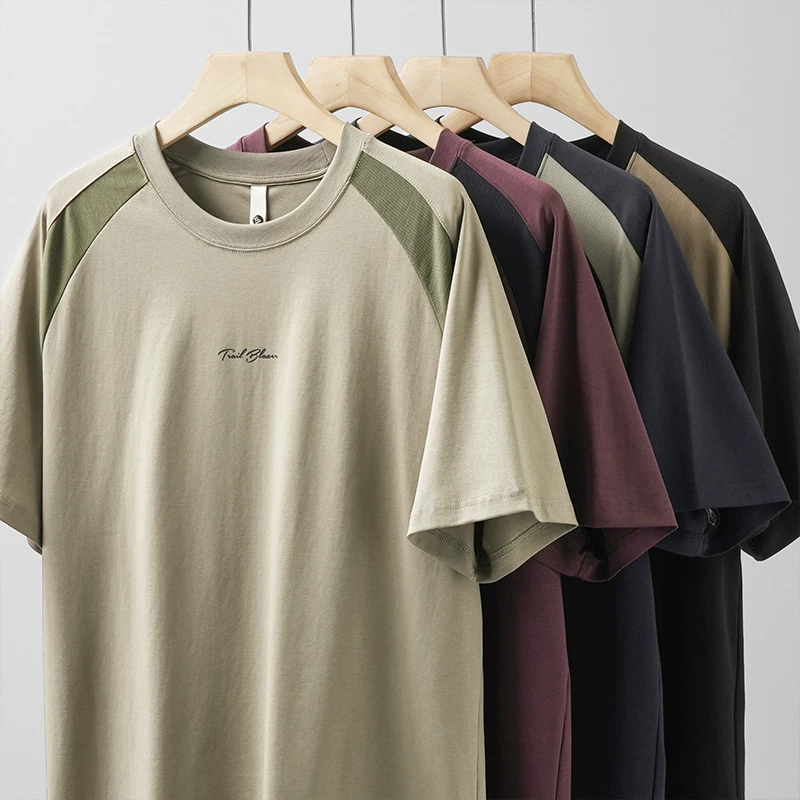 Áo thun nam OMZM kiểu Mỹ, nhanh khô, tay ngắn, mùa hè 2025, kiểu dáng rộng, tay raglan, cổ tròn, áo thể thao nửa tay