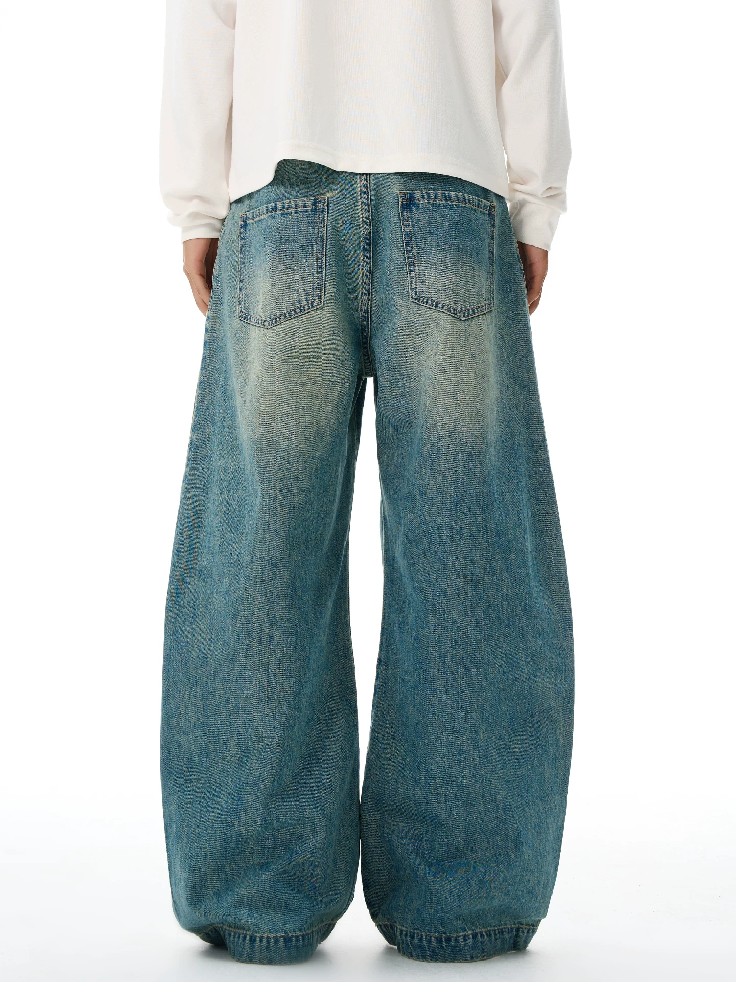 Quần jean cổ điển kiểu Mỹ OMZM dành cho nam, quần ống rộng dài đến sàn kiểu cổ điển mùa đông, quần ống rộng, quần lửng rộng.