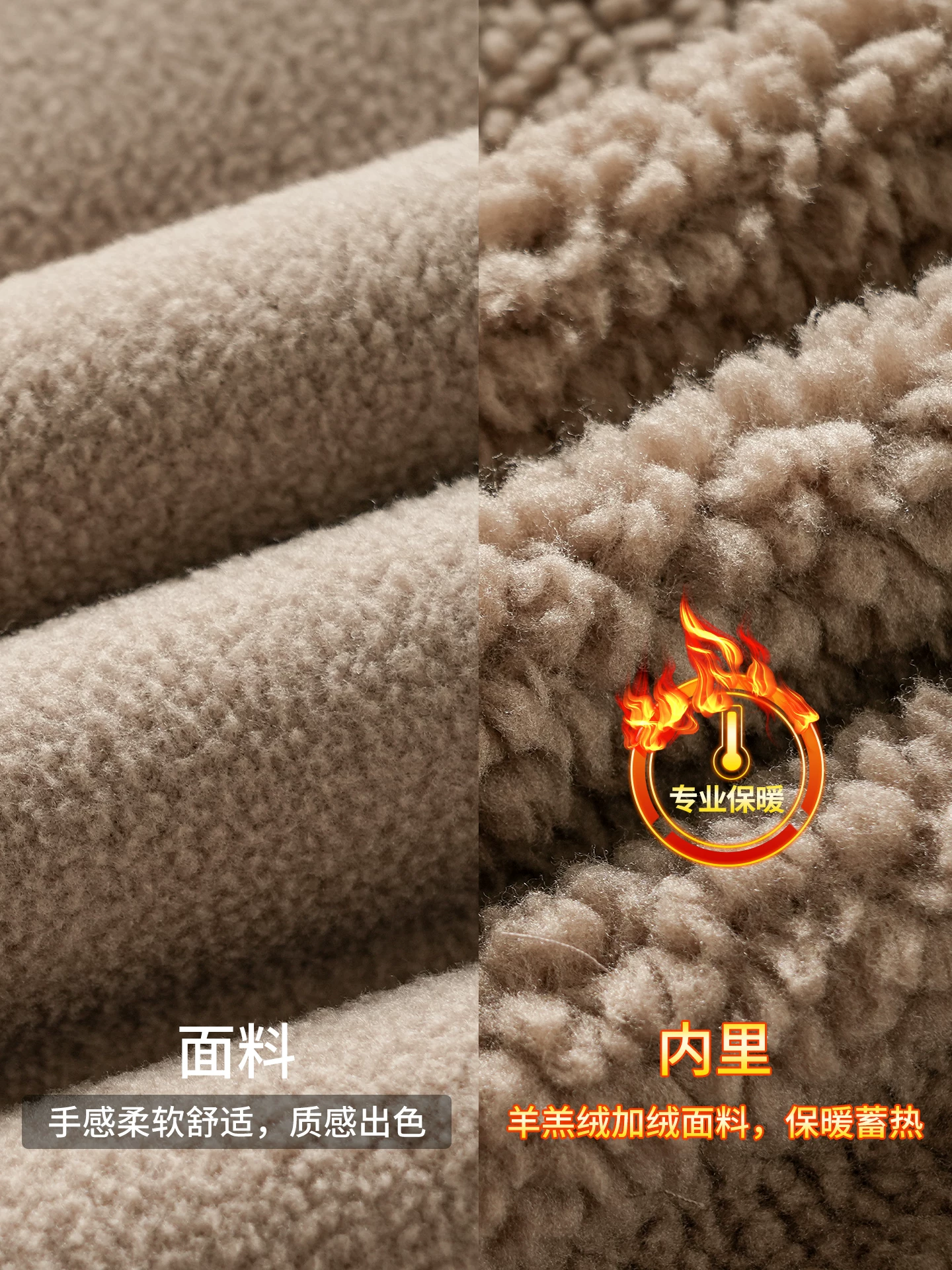 Áo khoác len cừu nặng OMZM500G dành cho nam, áo khoác cotton dày lót lông cừu phong cách Mỹ mùa đông, áo nỉ có mũ trùm đầu bằng lông cừu