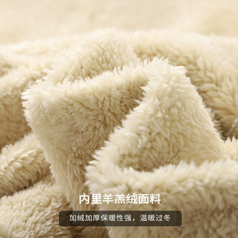 Quần jogger nam chất liệu giả lông cừu dày dặn kiểu Mỹ, 400G, lót lông cừu giữ ấm mùa đông, quần thể thao ống côn ấm áp, phong cách thường ngày