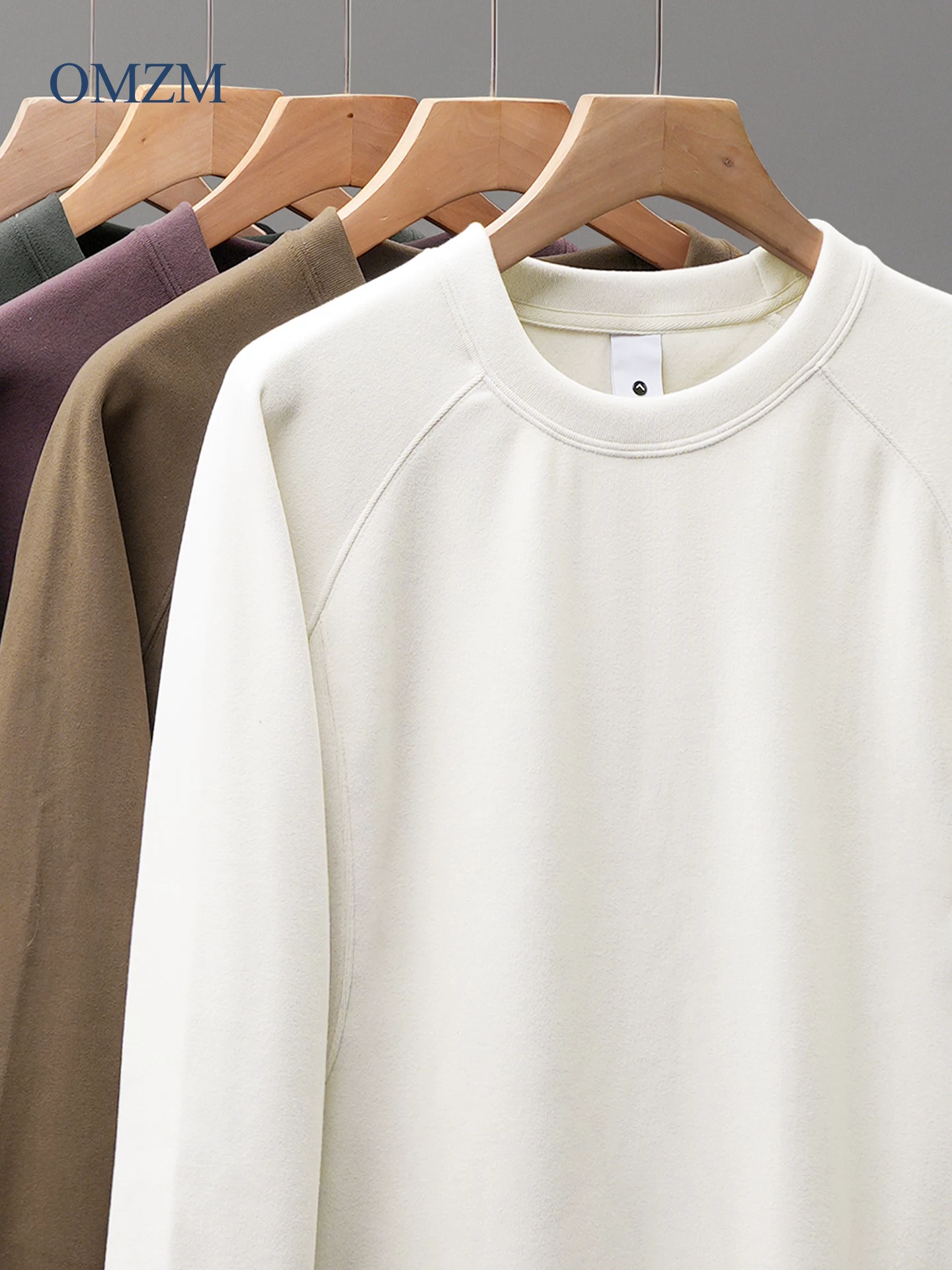 Áo nỉ hạng nặng OMZM dành cho nam, áo sơ mi lót bên trong dày dặn ấm áp mùa đông với áo khoác cleanfit ghép nối.