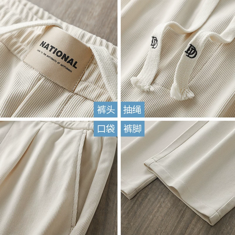 Quần âu thẳng chân kẻ sọc dọc kiểu Mỹ OMZM dành cho nam, quần thể thao dáng rộng mùa hè, quần dài thường ngày hợp thời trang