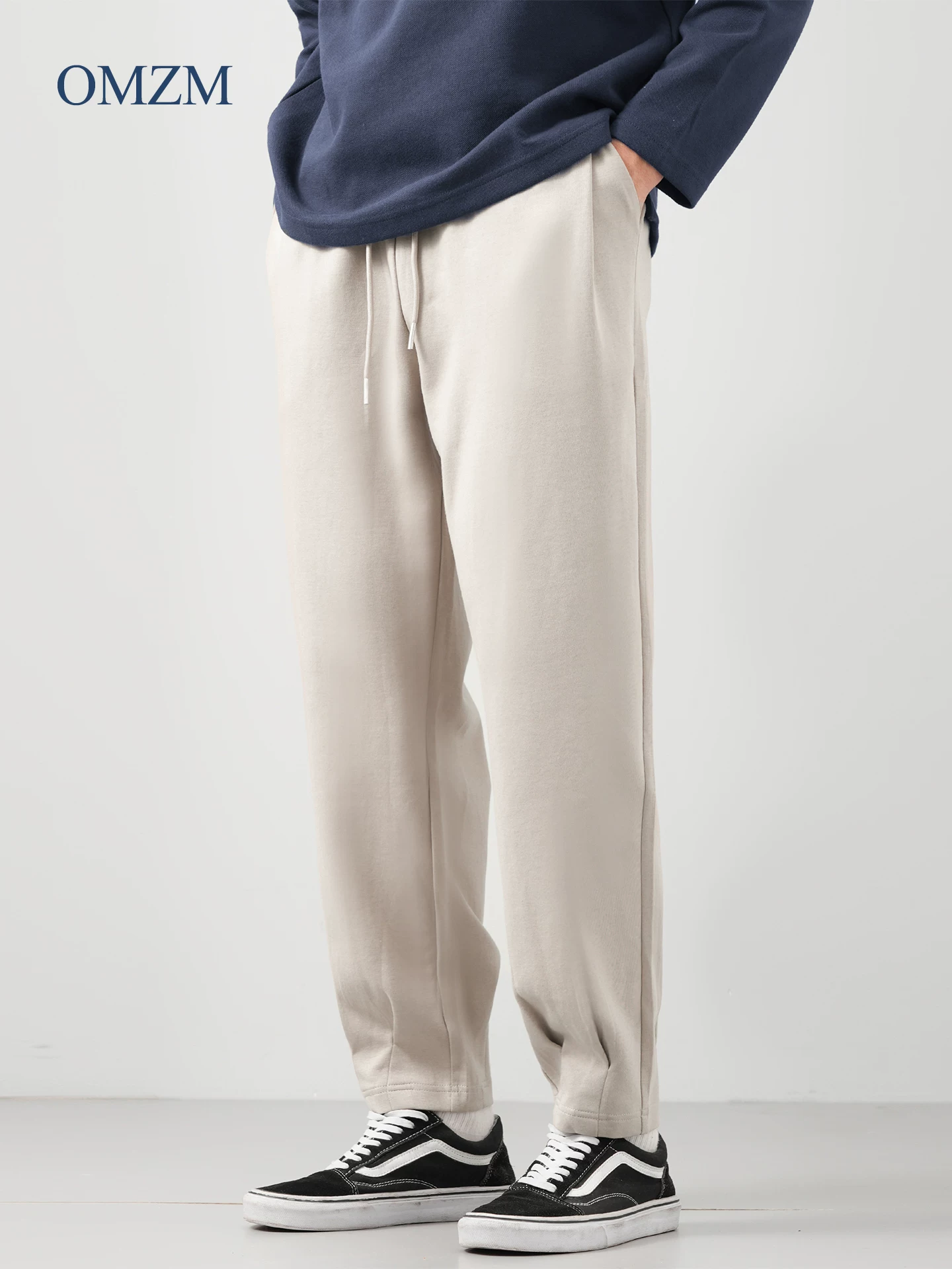 Quần jogger nam OMZM, xuân thu, phong cách Mỹ, bền chắc, dáng rộng, quần ống rộng có bo gấu, quần thể thao thường ngày.