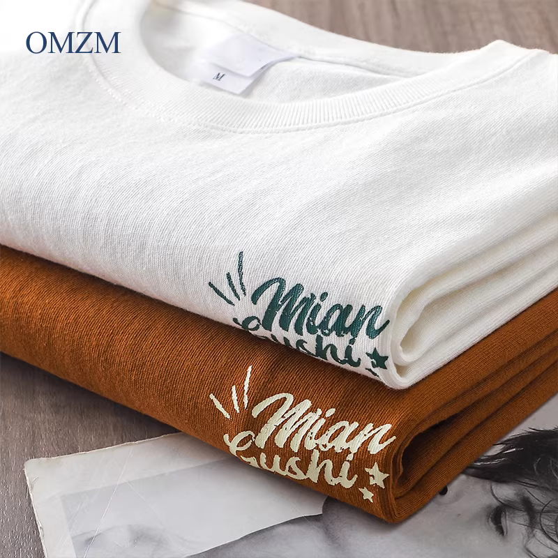 Áo thun nam cotton 100% chất lượng cao, tay ngắn, kiểu dáng rộng, cổ tròn, in họa tiết phong cách miền núi Mỹ cổ điển, mùa hè, size 400G