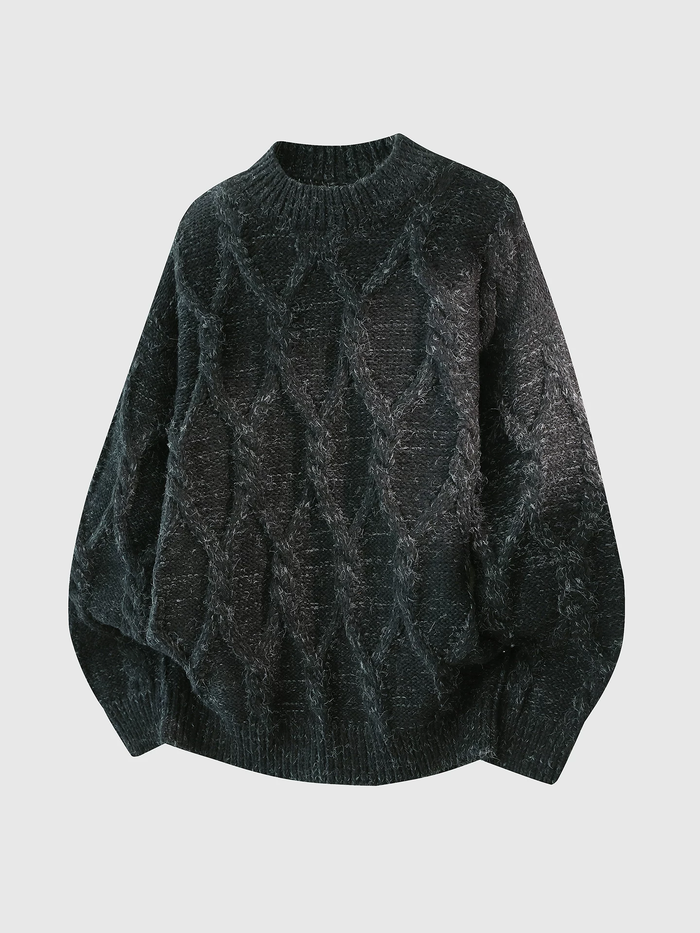 Áo len dệt kim xoắn OMZM dành cho nam, áo sơ mi lót bên trong dày dặn ấm áp mùa đông, áo len dệt kim cổ tròn đơn giản.