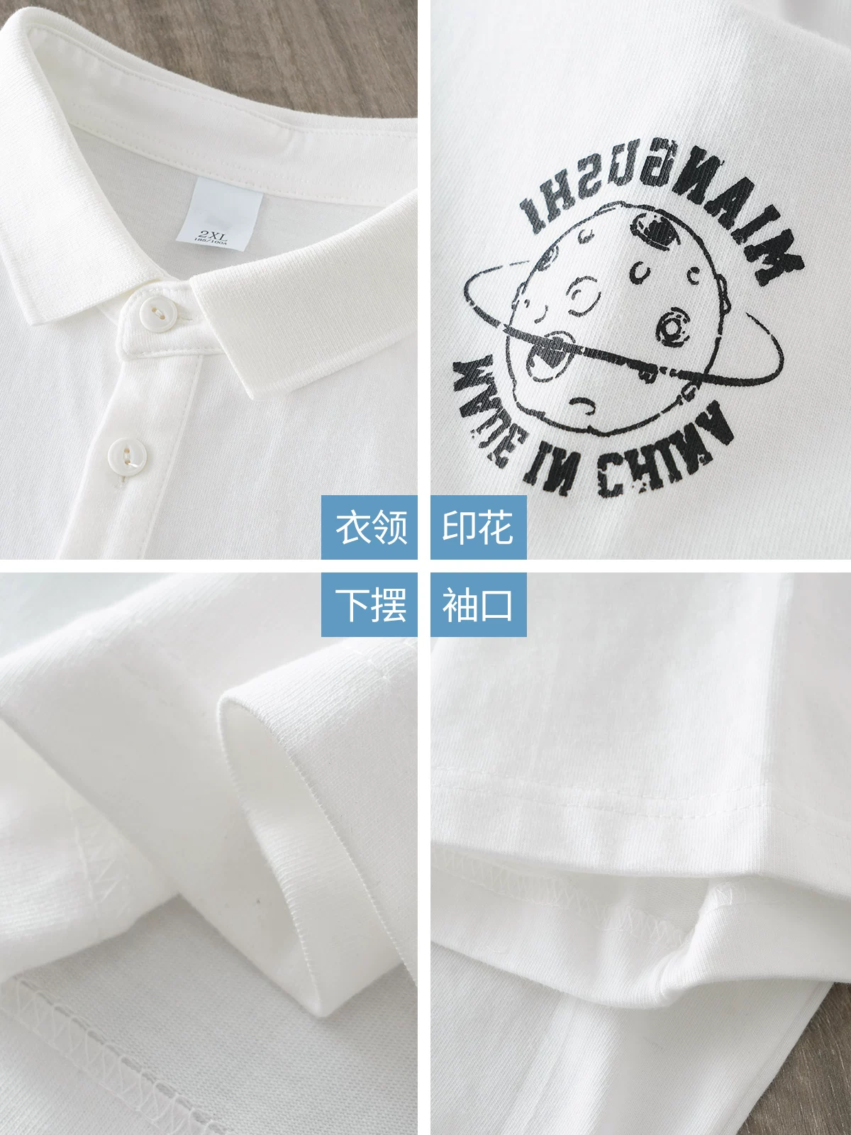 OMZM Áo sơ mi POLO ngắn tay bằng cotton nguyên chất hạng nặng 320G kiểu Mỹ dành cho nam, áo thun in hình tên lửa mùa hè, cổ áo lỏng lẻo nửa tay