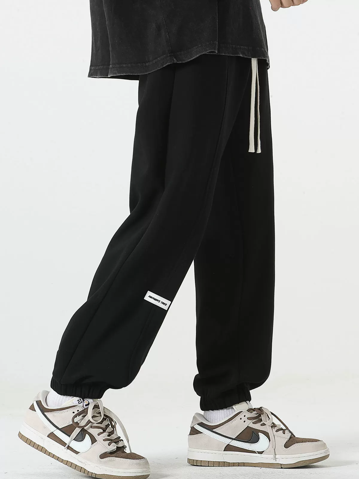 Quần jogger hạng nặng OMZM dành cho nam, quần thể thao màu xám chắp vá phong cách Mỹ mùa thu, quần thể thao rộng rãi dành cho thanh thiếu niên