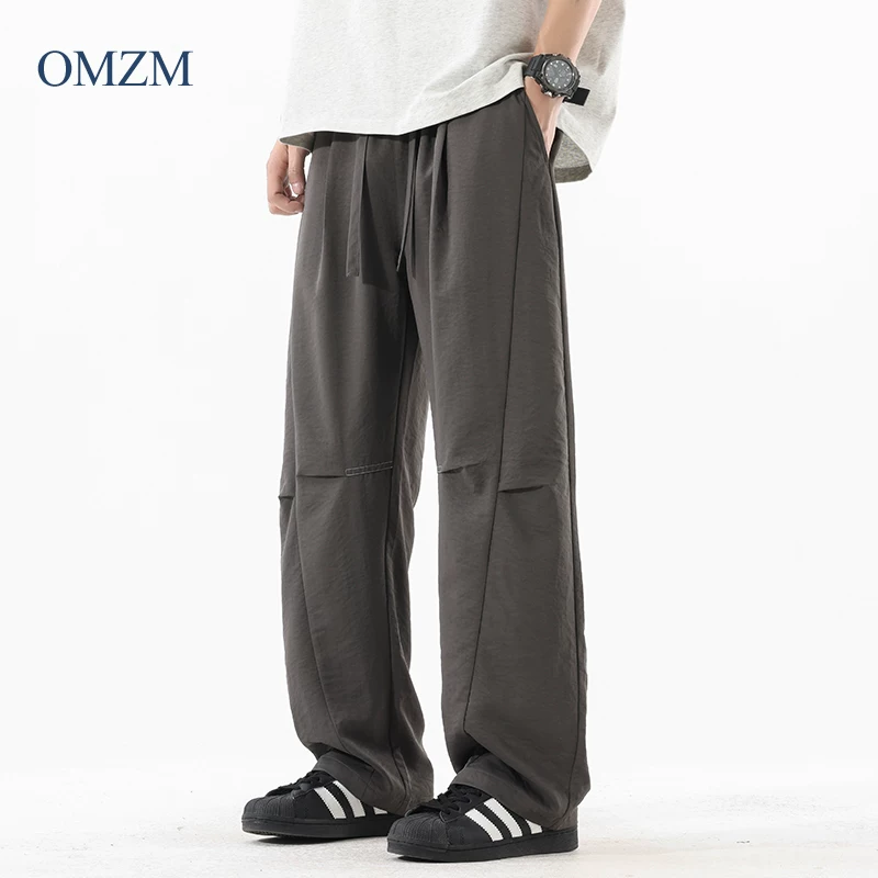 Quần dù lụa băng kiểu Mỹ OMZM dành cho nam, quần đi bộ đường dài thể thao nhanh khô mát mẻ mùa hè, quần thể thao dáng rộng cắt kiểu kiếm