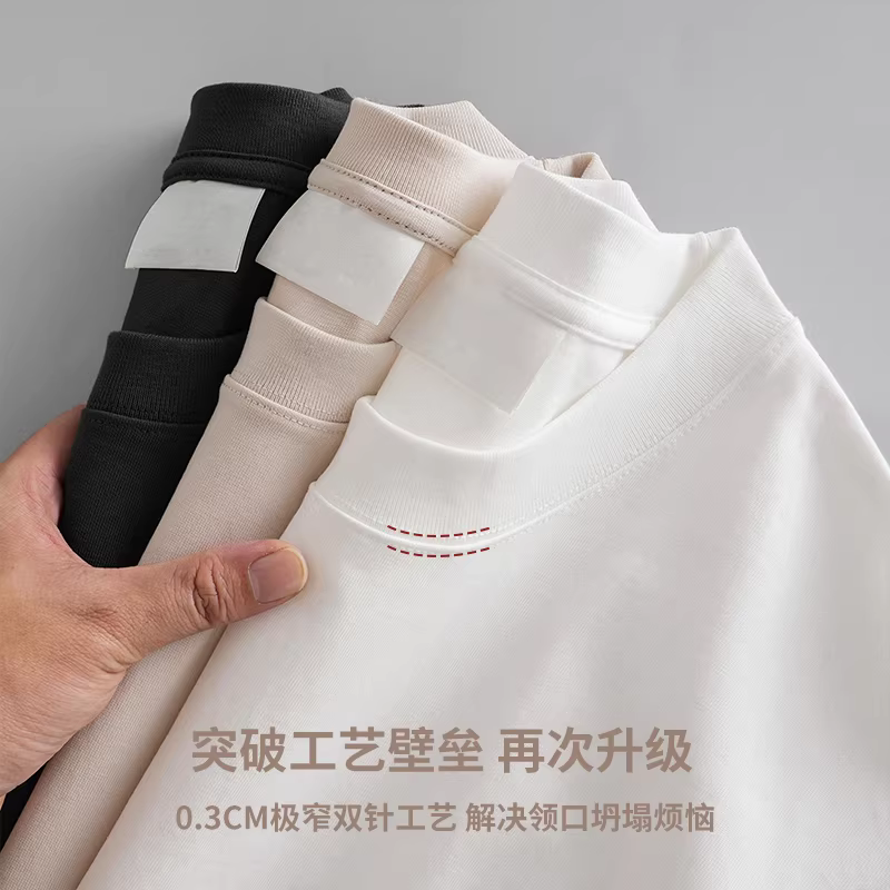 Áo thun nam cotton 100% dày dặn 300G kiểu Mỹ, áo thun trắng trơn mùa hè dáng rộng, áo thun cổ tròn tay ngắn