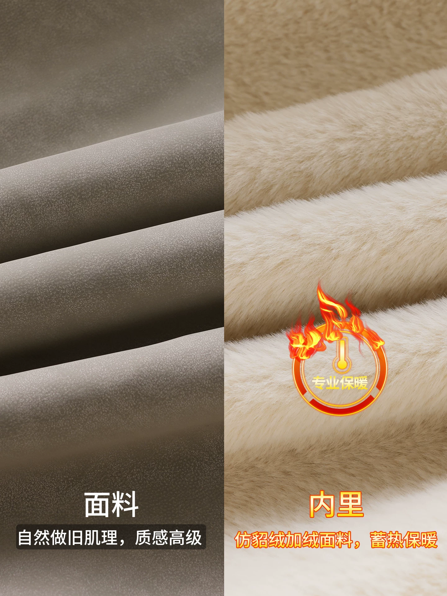 Áo khoác nam OMZM mùa đông bằng da PU dày dặn, có mũ trùm đầu, khóa kéo, lót lông cừu, phong cách cổ điển Anh.