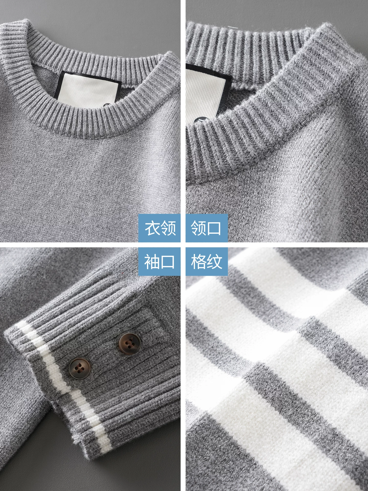 Áo len cổ tròn hạng nặng OMZM720G dành cho nam, lớp lót giữ ấm dày dặn mùa đông, áo len dệt kim cao cấp.
