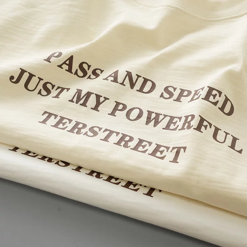 Áo thun dài tay chất liệu cotton tre dày 300G kiểu Mỹ dành cho nam, áo thun in chữ cổ điển mùa xuân thu, kiểu dáng rộng rãi