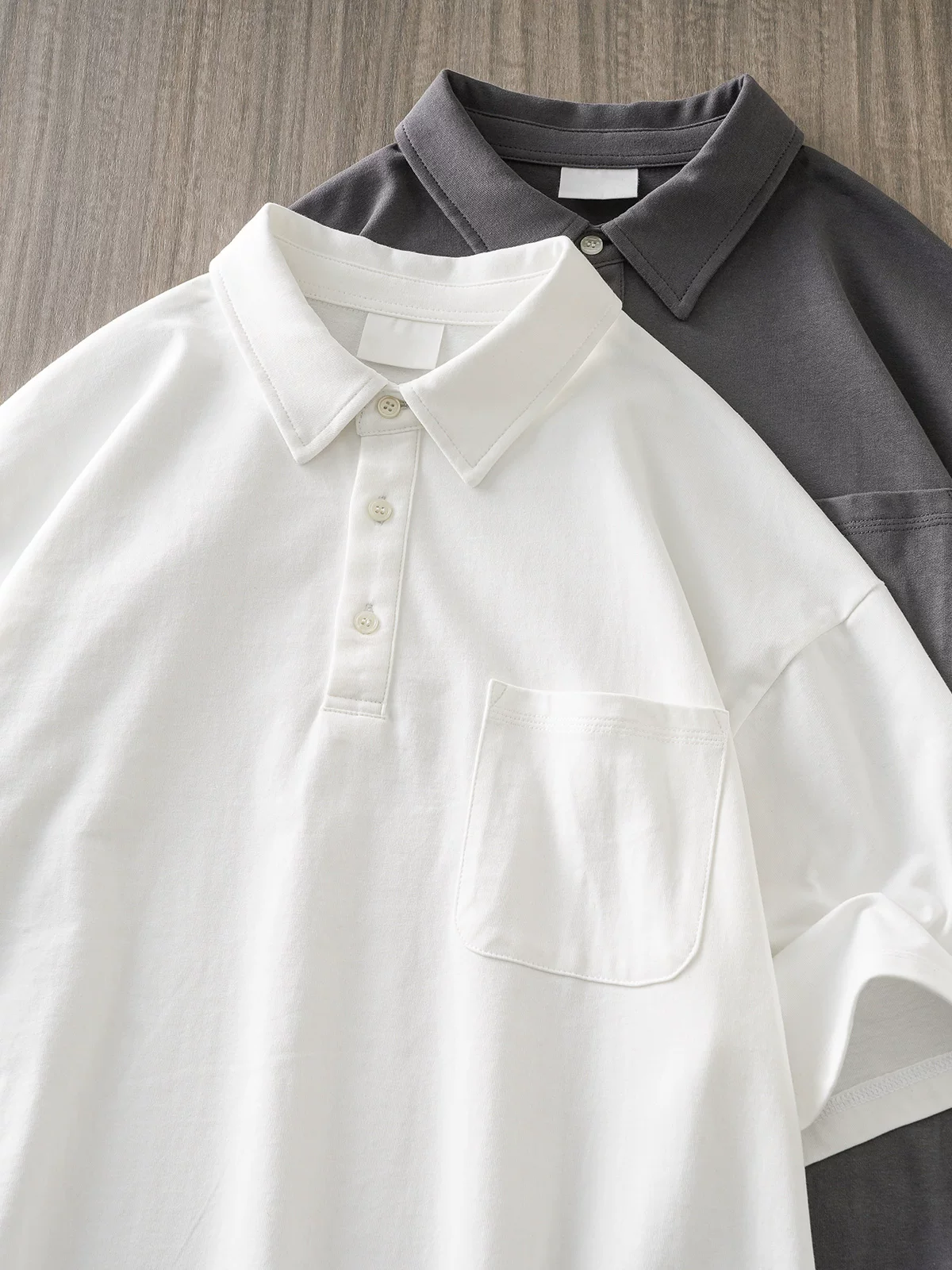 Áo polo nam chất liệu cotton nguyên chất 260G, may ba kim, tay ngắn, mùa hè, cao cấp, màu trơn, có túi, kiểu nửa tay.