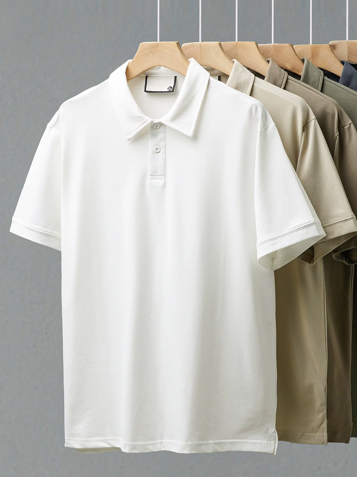 Áo polo nam chất liệu cotton Mercerized mát lạnh, tay ngắn, cao cấp, chất liệu cotton pique thoáng khí, cổ trụ, màu trơn, nửa tay.