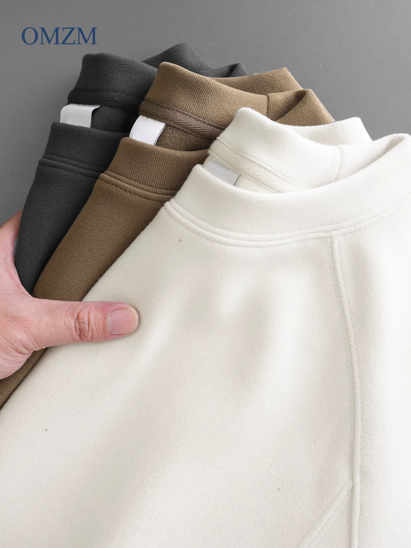 Áo nỉ hạng nặng OMZM dành cho nam, áo sơ mi lót bên trong dày dặn ấm áp mùa đông với áo khoác cleanfit ghép nối.