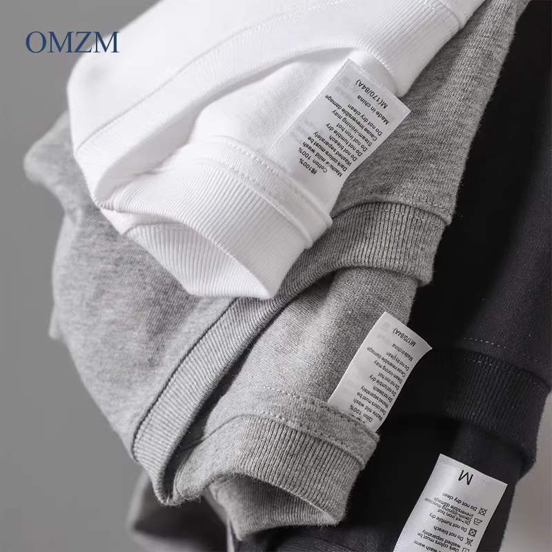 Áo thun dài tay hạng nặng 280g kiểu Mỹ dành cho nam, được làm từ cotton nguyên chất Tân Cương, dáng rộng, áo sơ mi cổ tròn màu trắng mùa thu đông, unisex.