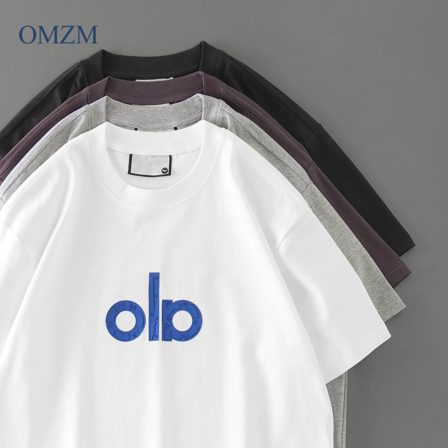 Áo thun ngắn tay bằng cotton mềm mại OMZM50 dành cho nam giới trong mùa hè, áo thun nửa tay in chữ kiểu Mỹ bằng vải lụa mát lạnh