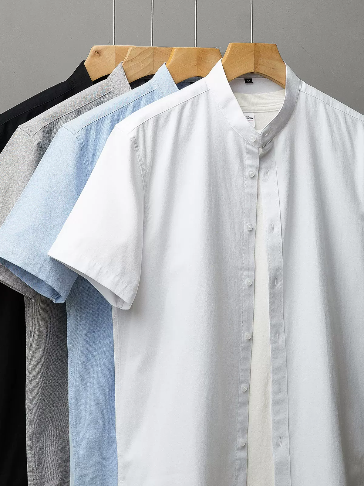 Áo sơ mi nam Oxford cao cấp không cổ, tay ngắn, kiểu dáng mới mùa hè 2025, phong cách Trung Hoa cổ điển, kiểu áo khoác thời thượng