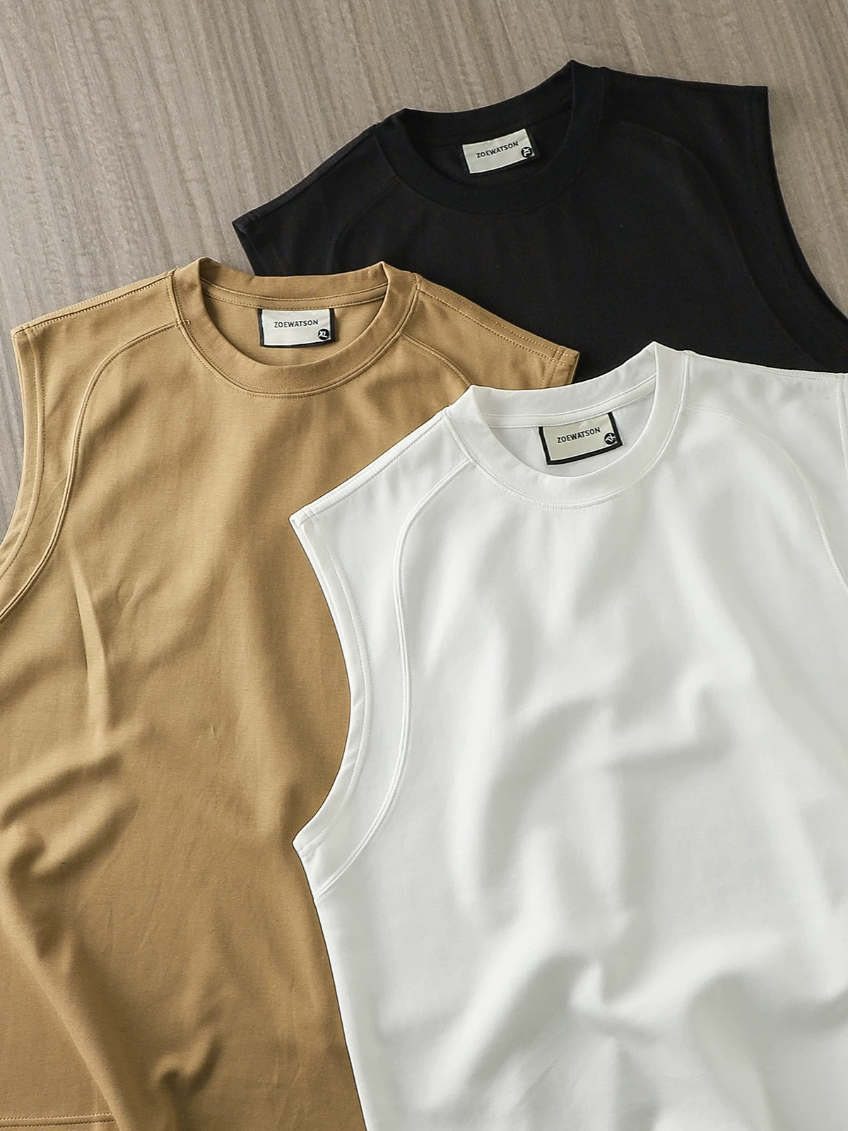 Áo vest cotton hạng nặng OMZM300G dành cho nam, áo lót thể thao thoáng khí nhanh khô mùa hè, áo thun không tay màu trơn