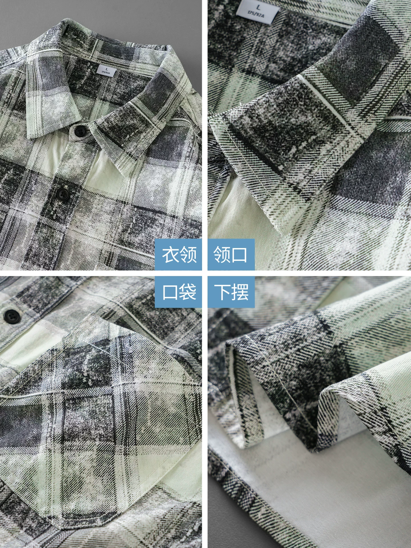 OMZM nguyên chất cotton kẻ sọc áo sơ mi nam mùa thu Mỹ retro dài tay nhuộm màu dáng rộng ve áo mỏng cao cấp áo khoác