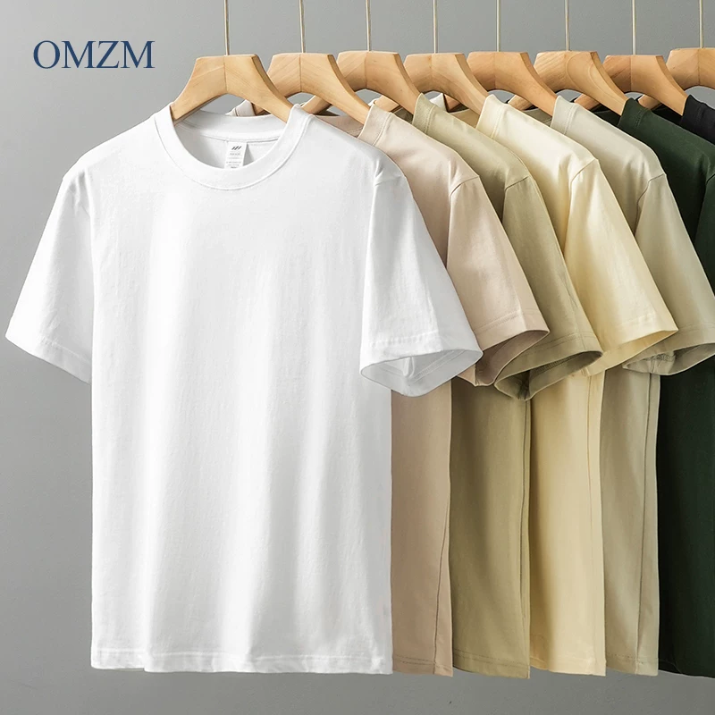 Áo thun ngắn tay cotton nguyên chất cleanfit 230G dành cho nam và nữ, áo sơ mi màu trơn mùa hè, cổ nhỏ kiểu Mỹ nửa tay