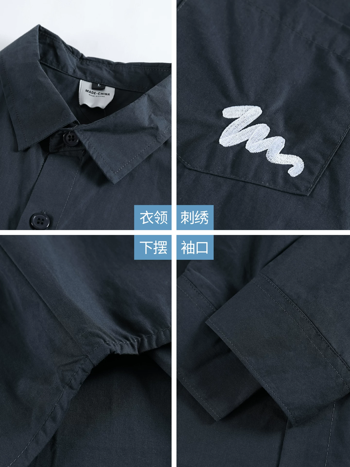 Áo sơ mi cotton nguyên chất hạng nặng OMZM270G dành cho nam, dài tay, mùa thu, cao cấp, áo sơ mi thêu mát mẻ, áo khoác dáng rộng thông thường