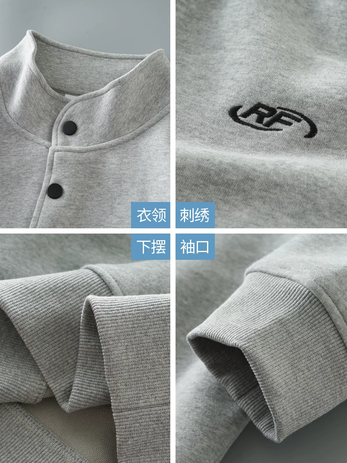 Áo thun nam cổ lọ nửa mở OMZM420G, chất liệu dày dặn, kiểu dáng mùa thu 2024, cổ henley thêu, áo khoác cặp rộng rãi