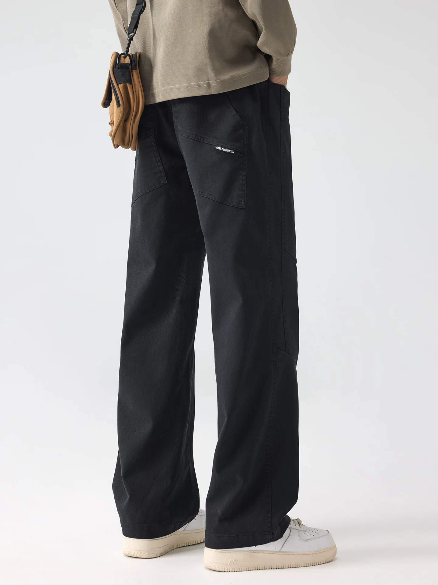 Quần cargo hạng nặng kiểu Mỹ OMZM dành cho nam, quần ống rộng dáng rộng mùa thu, quần thường ngày lyocell dành cho giới trẻ