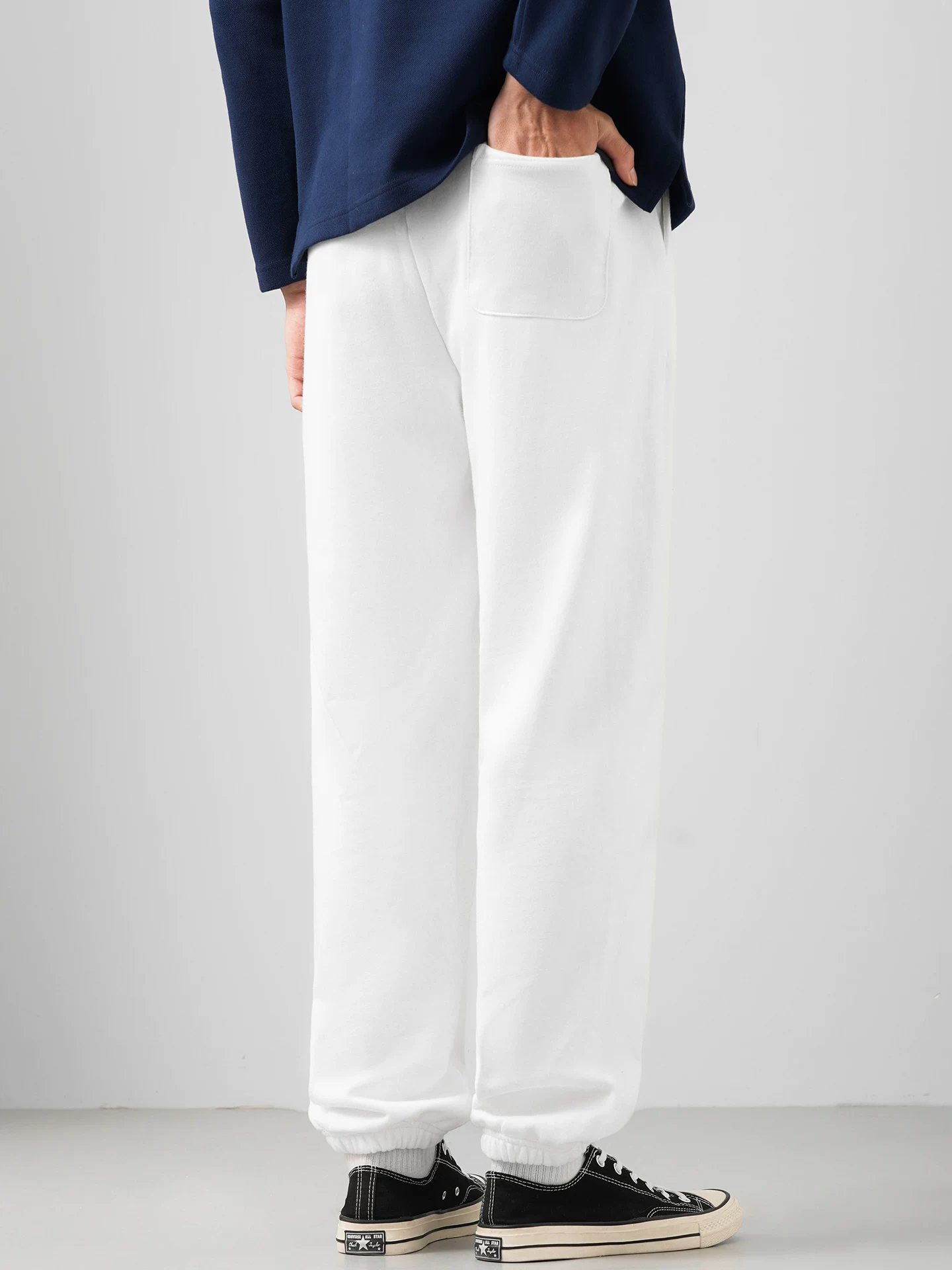 Quần thể thao cotton terry hạng nặng OMZM500G dành cho nam, quần jogger dáng rộng phong cách Mỹ mùa thu, quần dài thể thao màu trơn đơn giản