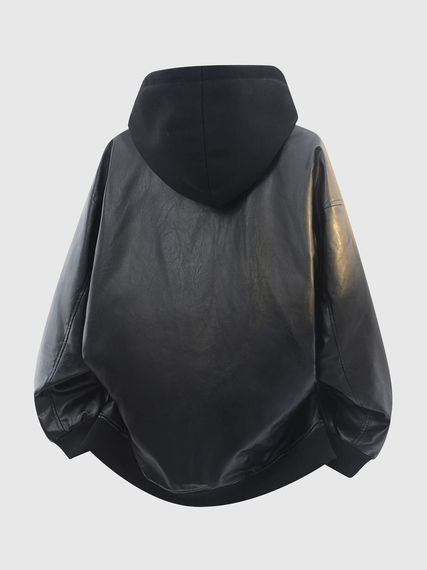 Áo khoác bomber màu đen OMZM áo khoác cotton dành cho nam mùa đông giả hai mảnh có mũ trùm đầu dày dặn ấm áp áo khoác da cao cấp