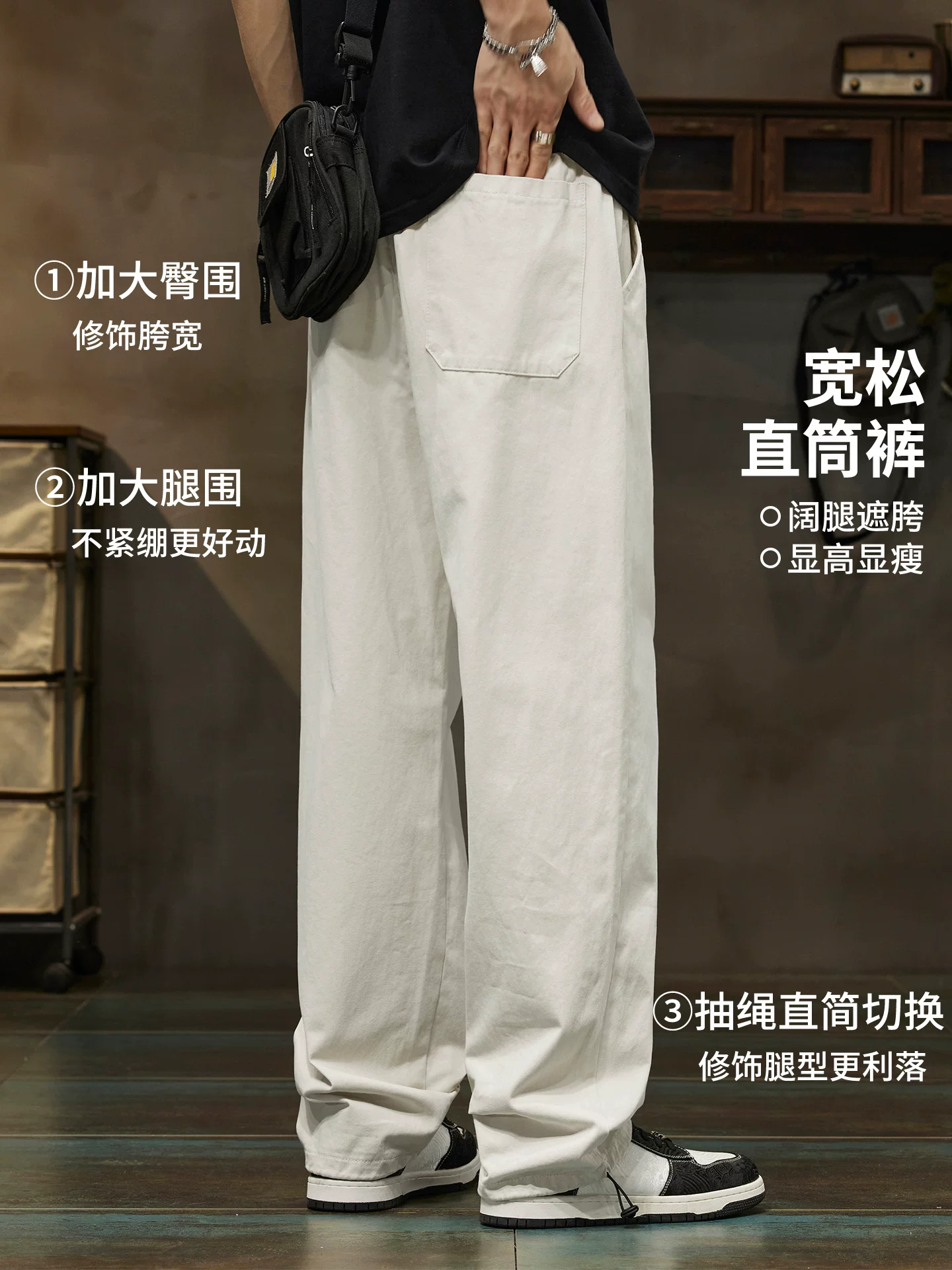 Quần cargo cotton nguyên chất OMZM dành cho nam, kiểu dáng mỏng mùa hè, quần jogger có dây rút kiểu Mỹ, quần thể thao dáng rộng ống thẳng.