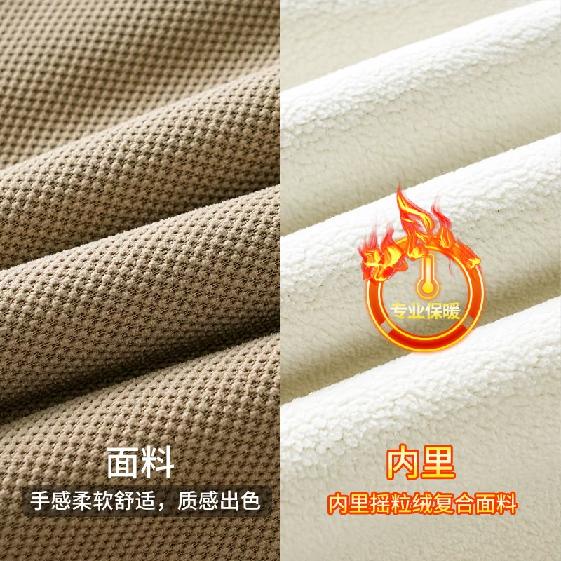 Áo nỉ nửa khóa kéo hạng nặng OMZM460G dành cho nam, áo khoác cổ đứng dày dặn lót lông mùa đông, áo len họa tiết quả dứa.