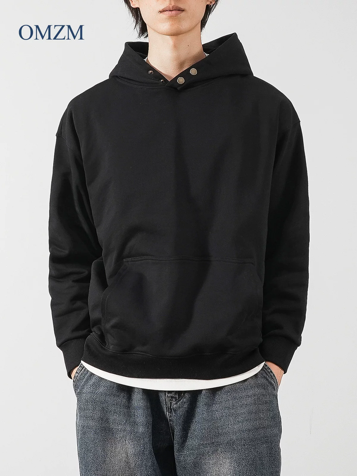 Áo hoodie nam OMZM420G chất liệu cotton dày dặn, màu trơn, kiểu dáng áo khoác mùa thu đông 2023 mới.