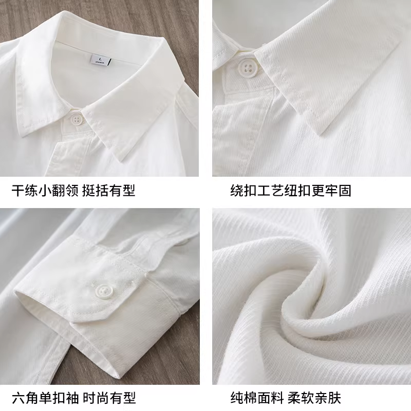 OMZM350G hạng nặng nguyên chất cotton áo sơ mi nam dài tay xuân thu cổ điển có ve áo áo sơ mi trắng cao cấp áo khoác thường ngày