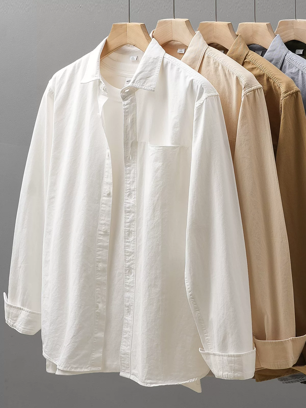 Áo sơ mi nam cotton nguyên chất cao cấp 350G kiểu Mỹ, tay dài, mùa thu 2025, áo khoác thường ngày, áo sơ mi trắng cao cấp dành cho công sở